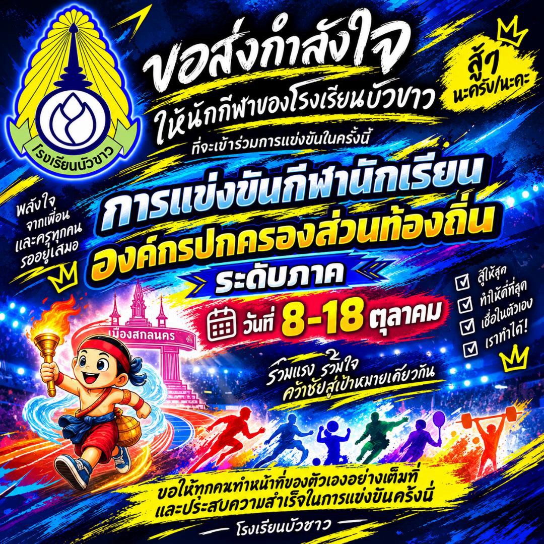 ร่วมส่งกำลังใจ ให้นักกีฬาโรงเรียนบัวขาว ในการแข่งขัน กีฬา นักเรียน อปท. ระดับภาค